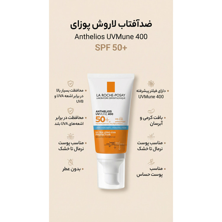 ضد آفتاب لاروش پوزای Anthelios UVMune 400 Hydrating Cream SPF 50